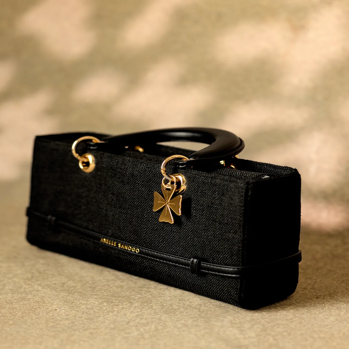 Dounia NOIR cuir lisse et toile